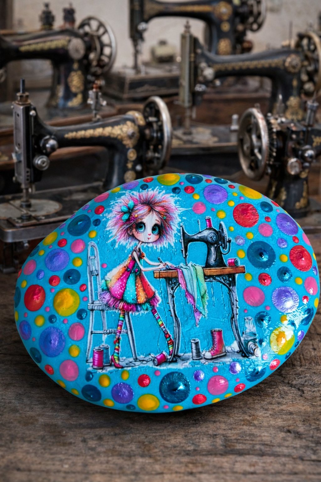 Steine mit verschiedenen Bildern und Texten