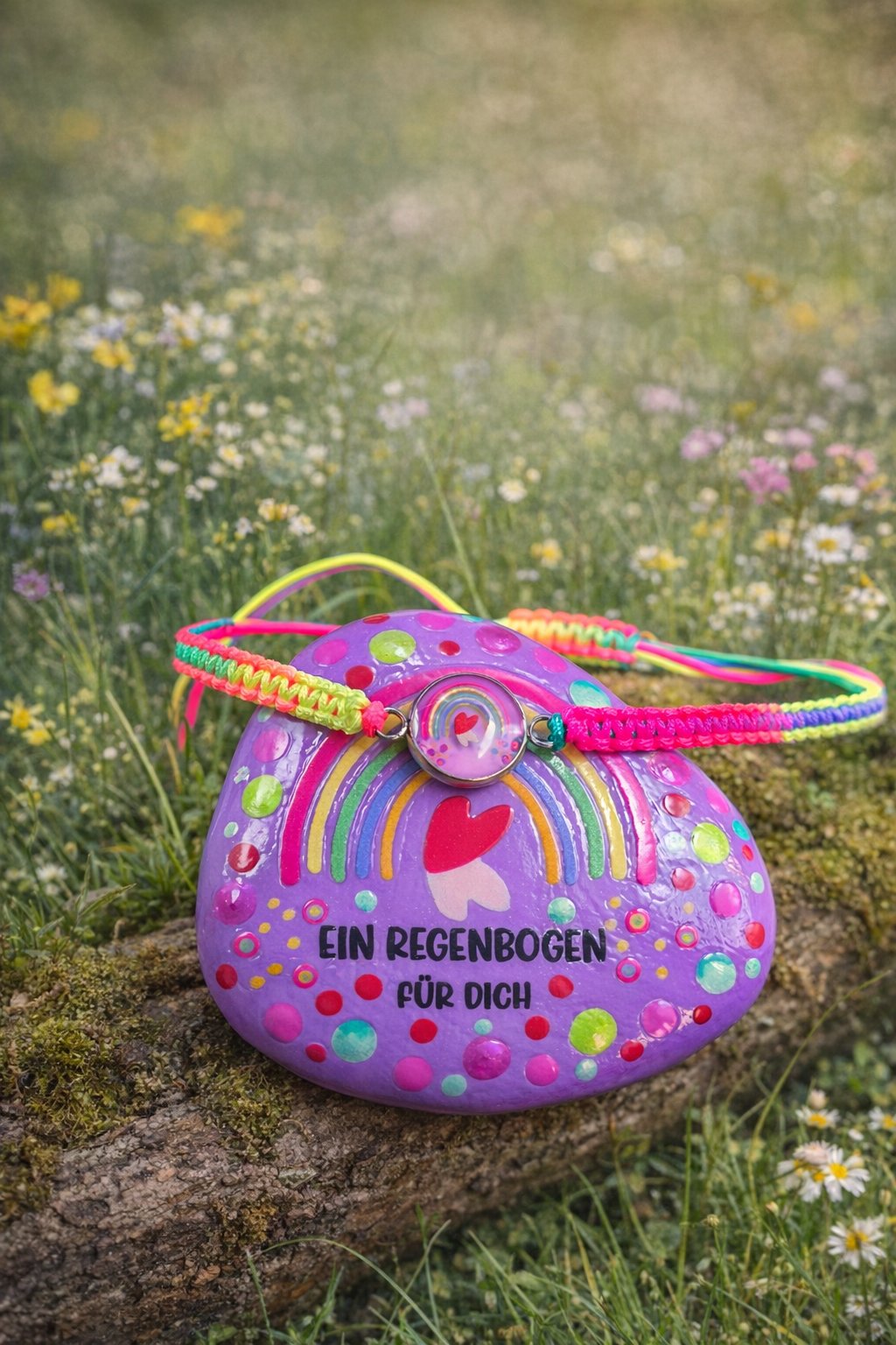 Regenbogen Steine und Armbänder