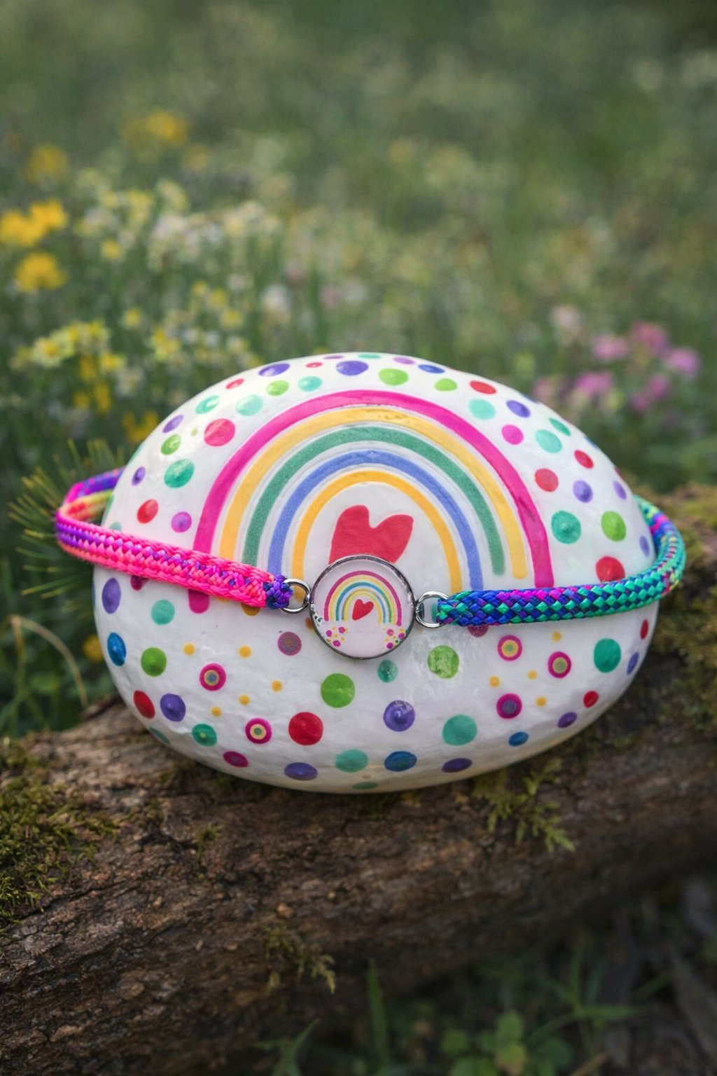 Regenbogen Steine und Armbänder